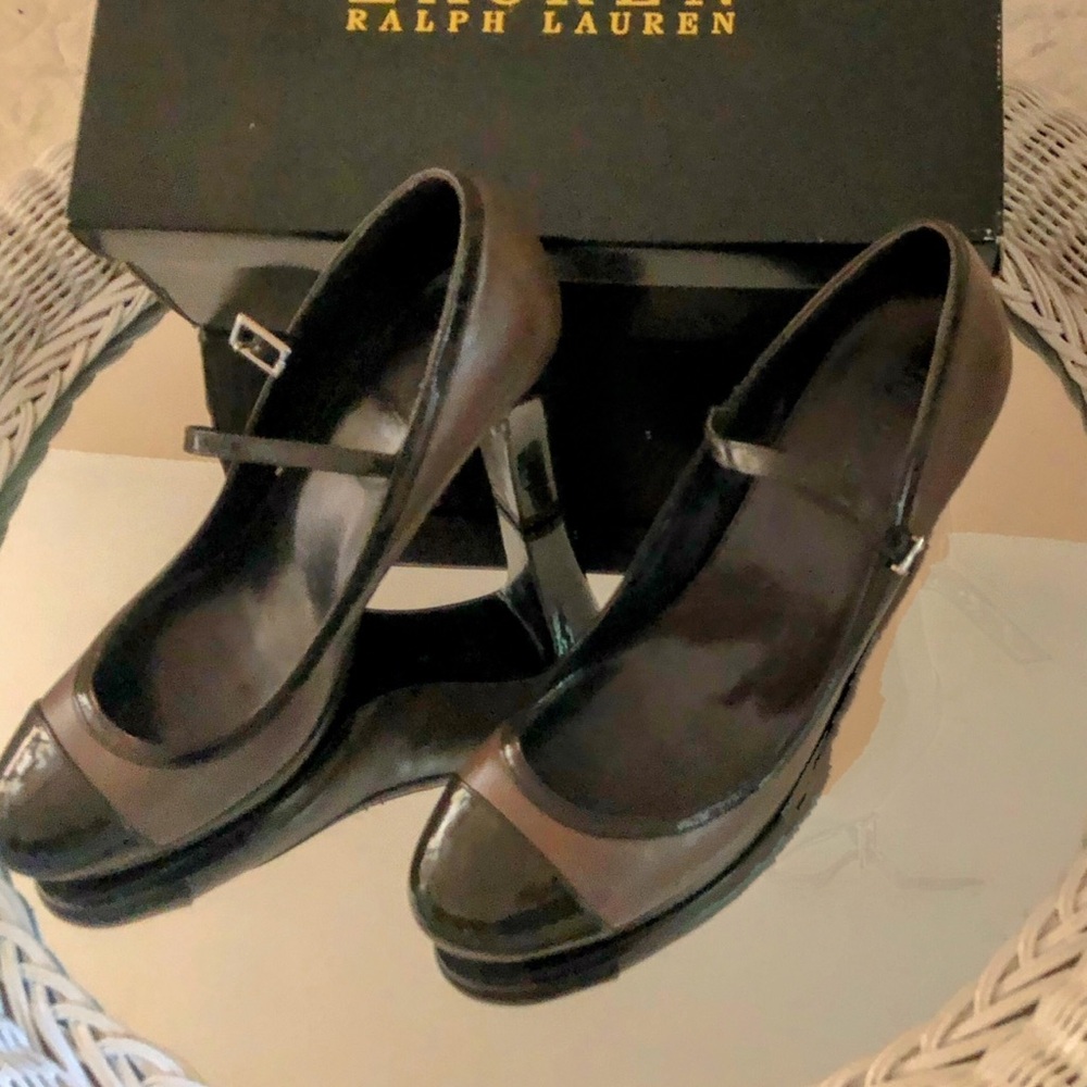 Ralph Lauren Black & Brown Strap Heels